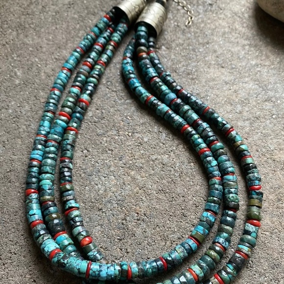 S.S.Multi StrandTurquoise CoralHeishi BeadNecklace